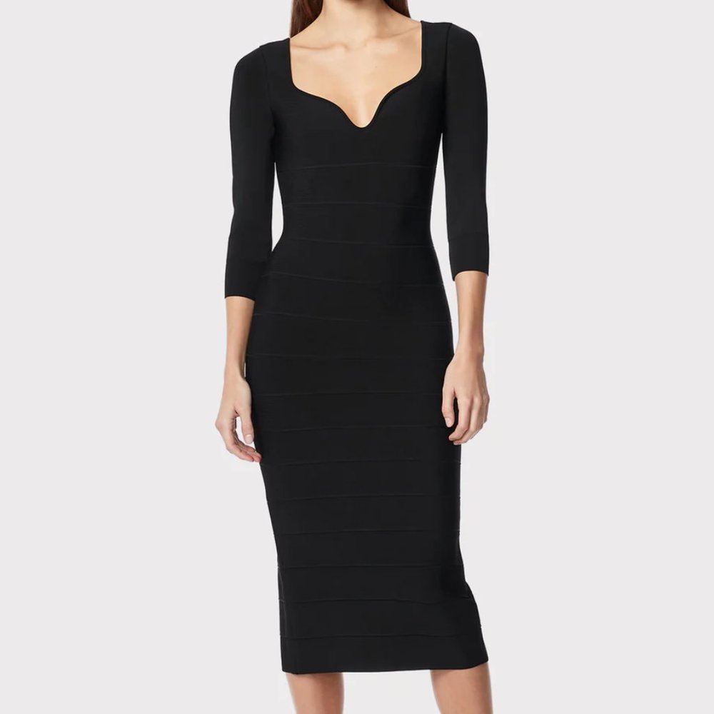 Herve Leger Icon Sweetheart Midi Dress